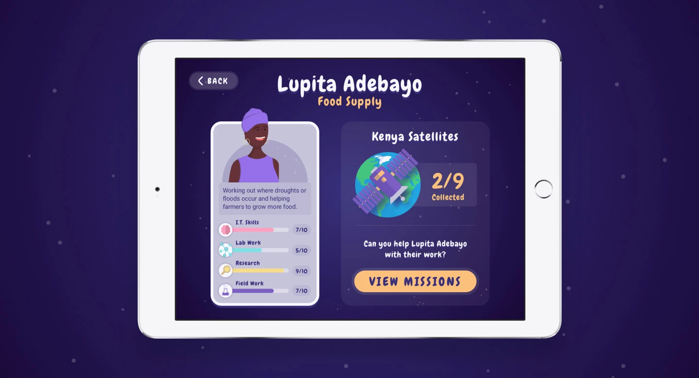 App screen showing the profile for Lupita Adebayo, Food Supply