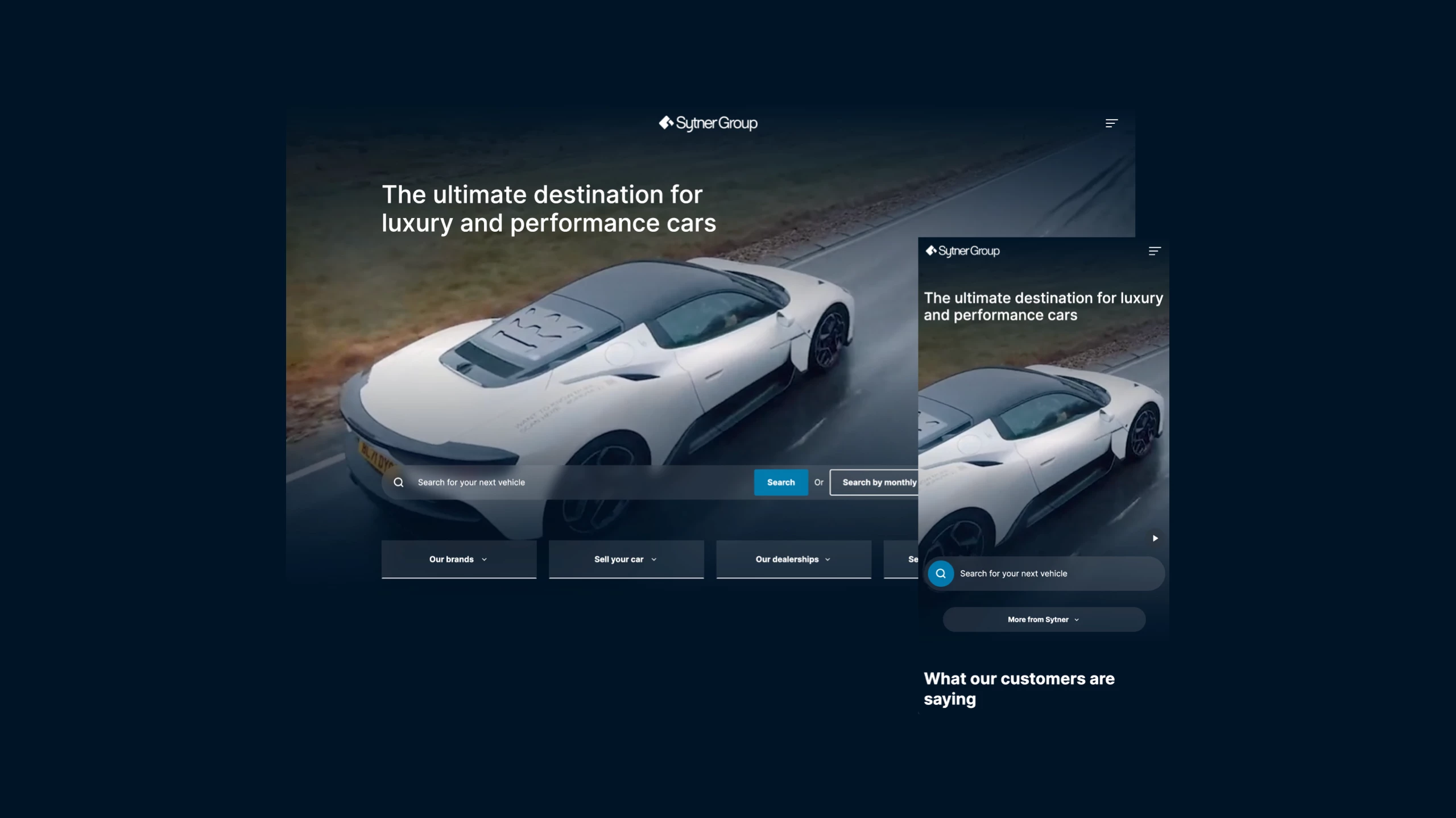 Sytner homepage on both desktop and mobile